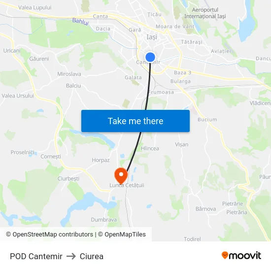 POD Cantemir to Ciurea map