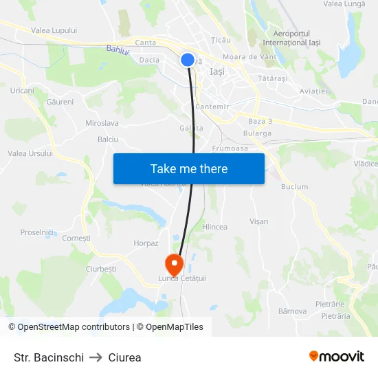 Str. Bacinschi to Ciurea map