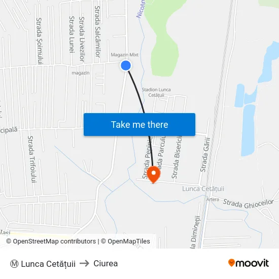 Ⓜ Lunca Cetățuii to Ciurea map