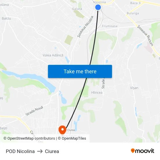 POD Nicolina to Ciurea map