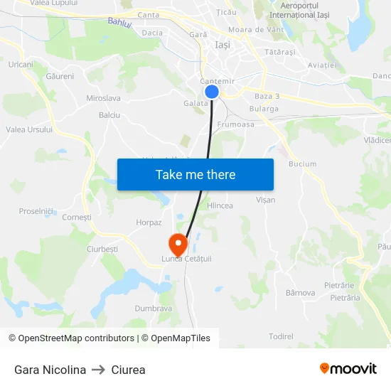 Gara Nicolina to Ciurea map