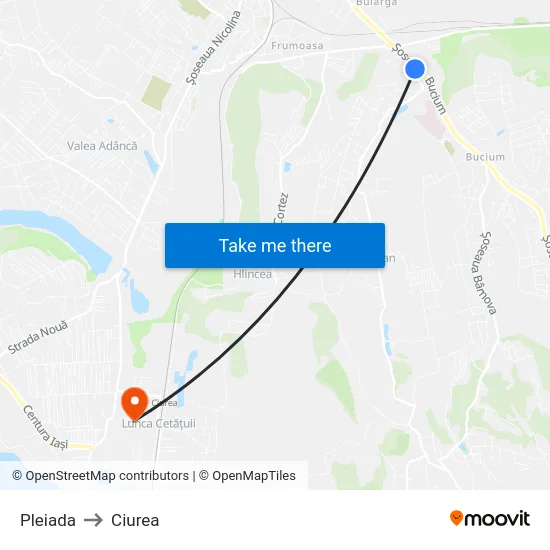 Pleiada to Ciurea map