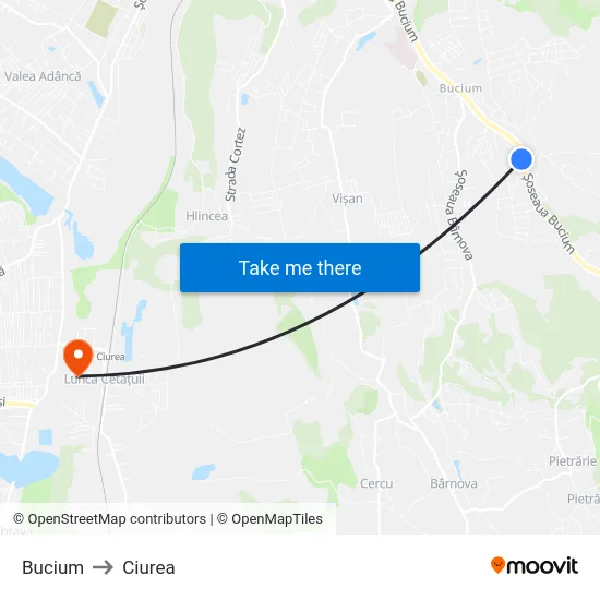 Bucium to Ciurea map