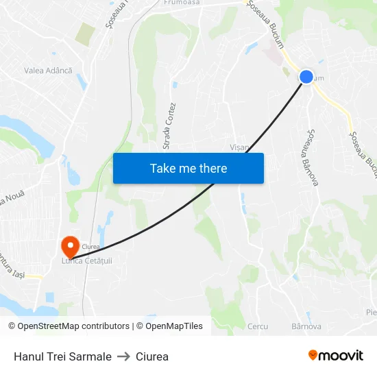 Hanul Trei Sarmale to Ciurea map