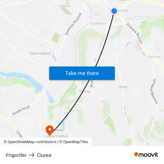 Frigorifer to Ciurea map