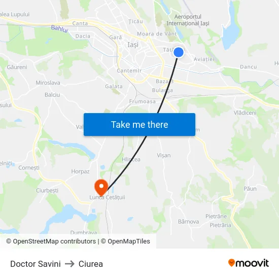 Doctor Savini to Ciurea map