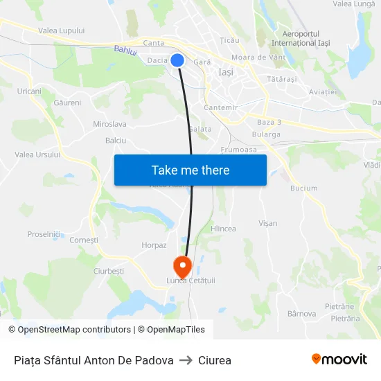 Piața Sfântul Anton De Padova to Ciurea map