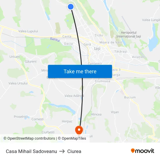 Casa Mihail Sadoveanu to Ciurea map