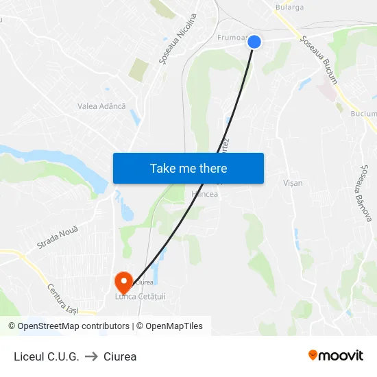 Liceul C.U.G. to Ciurea map