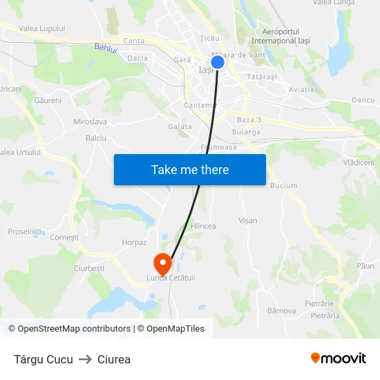 Târgu Cucu to Ciurea map