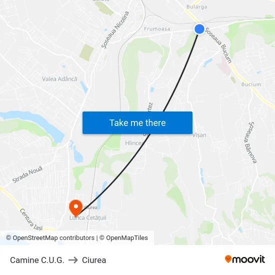 Camine C.U.G. to Ciurea map