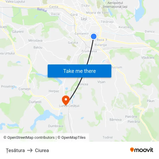 Țesătura to Ciurea map