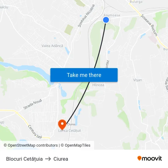 Blocuri Cetățuia to Ciurea map