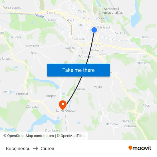 Bucșinescu to Ciurea map