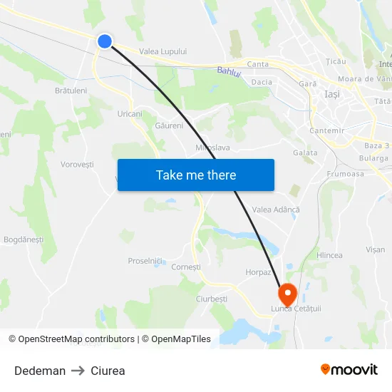 Dedeman to Ciurea map