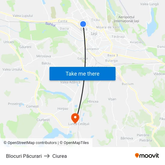 Blocuri Păcurari to Ciurea map