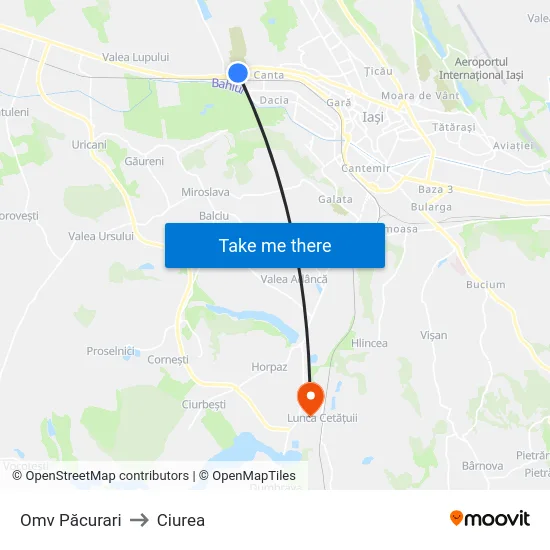 Omv Păcurari to Ciurea map
