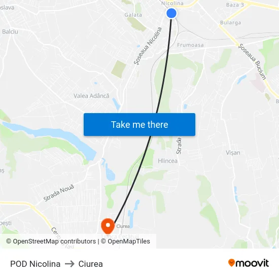 POD Nicolina to Ciurea map
