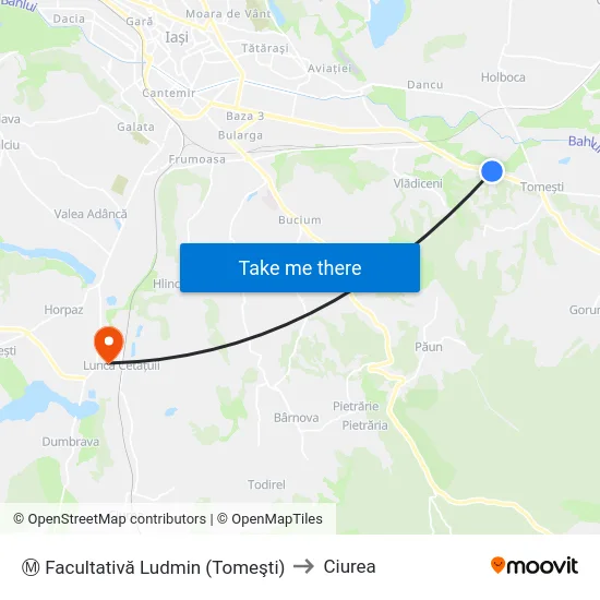 Ⓜ Facultativă Ludmin (Tomeşti) to Ciurea map