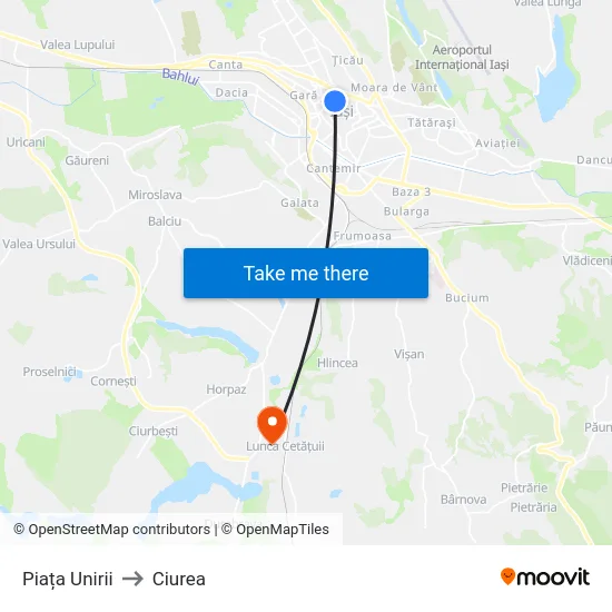 Piața Unirii to Ciurea map