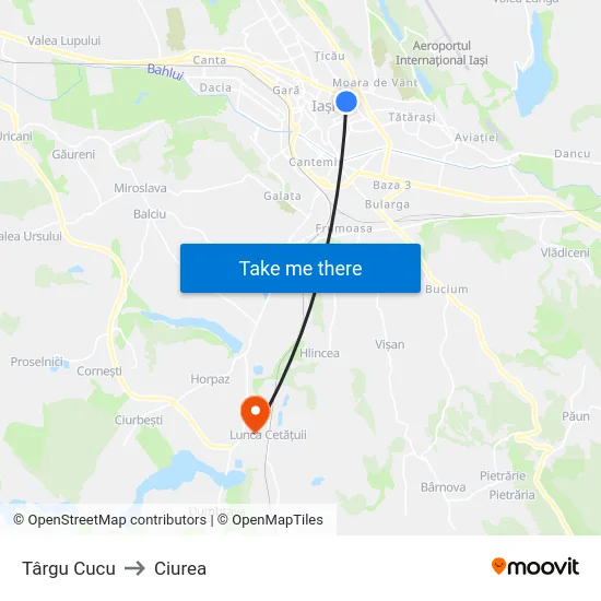 Târgu Cucu to Ciurea map