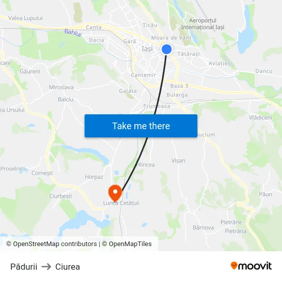 Pădurii to Ciurea map