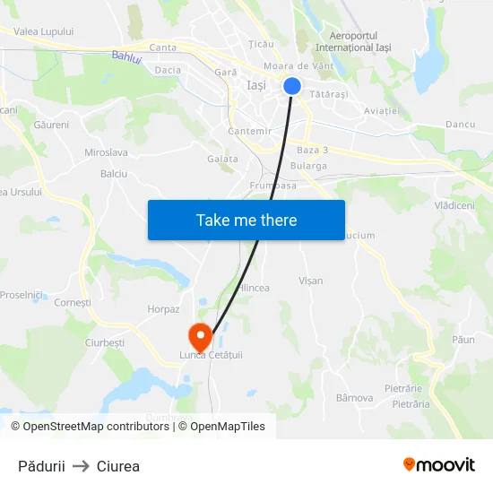 Pădurii to Ciurea map