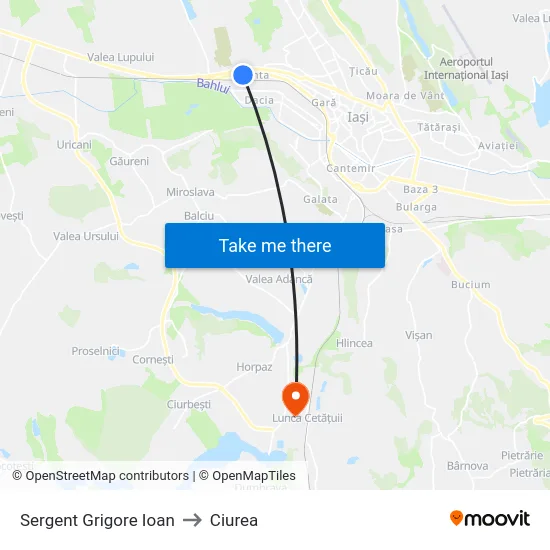 Sergent Grigore Ioan to Ciurea map