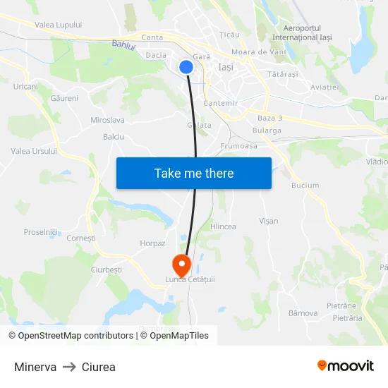 Minerva to Ciurea map