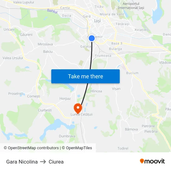 Gara Nicolina to Ciurea map