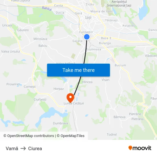 Vamă to Ciurea map