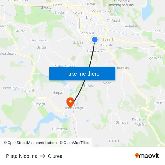 Piața Nicolina to Ciurea map