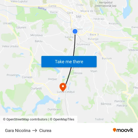 Gara Nicolina to Ciurea map