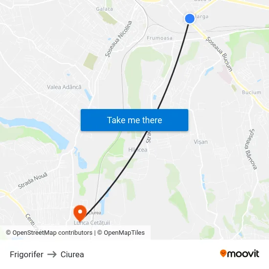 Frigorifer to Ciurea map