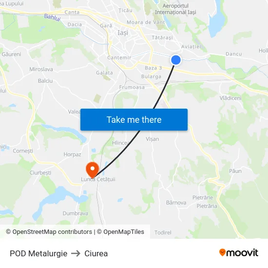 POD Metalurgie to Ciurea map
