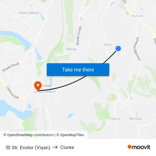 Ⓜ Str. Eroilor (Vişan) to Ciurea map