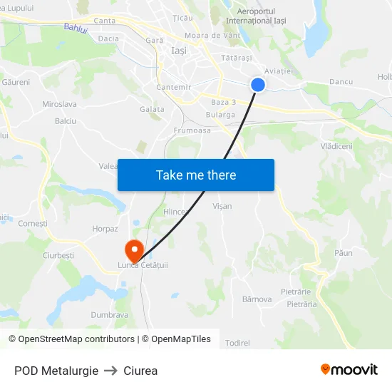 POD Metalurgie to Ciurea map