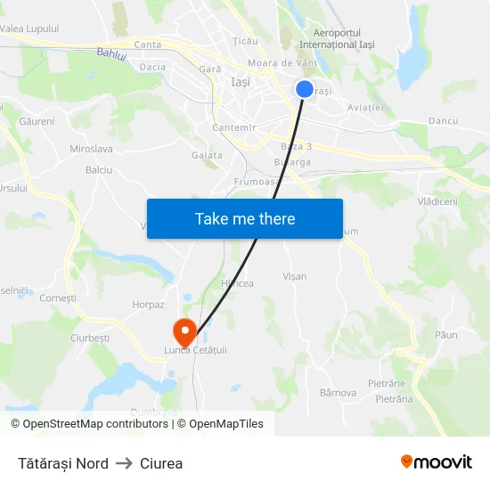 Tătărași Nord to Ciurea map