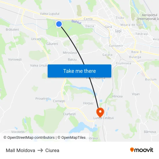 Mall Moldova to Ciurea map