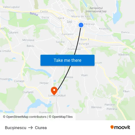 Bucșinescu to Ciurea map