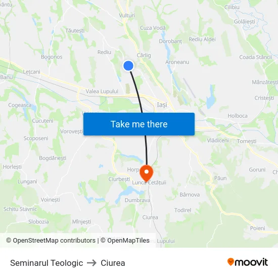 Seminarul Teologic to Ciurea map