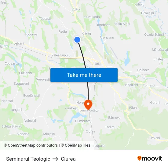 Seminarul Teologic to Ciurea map