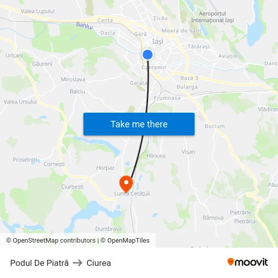 Podul De Piatră to Ciurea map