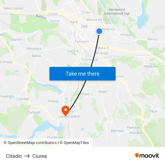 Citadin to Ciurea map