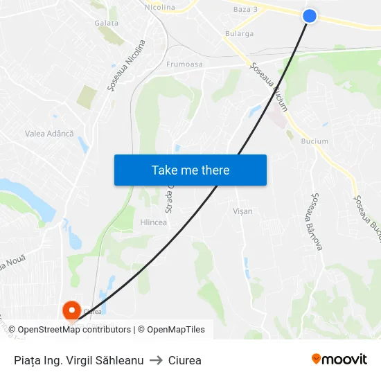 Piața Ing. Virgil Săhleanu to Ciurea map