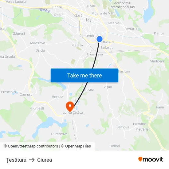 Țesătura to Ciurea map