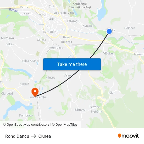 Rond Dancu to Ciurea map