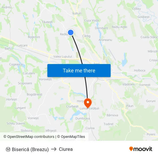 Ⓜ Biserică (Breazu) to Ciurea map