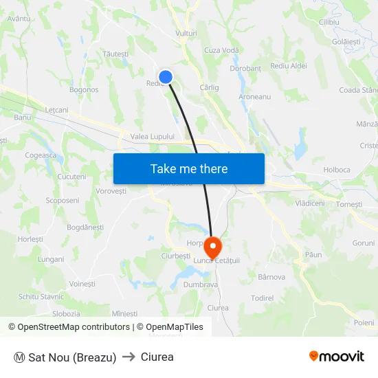 Ⓜ Sat Nou (Breazu) to Ciurea map