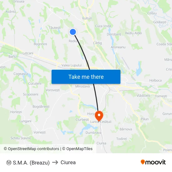 Ⓜ S.M.A. (Breazu) to Ciurea map
